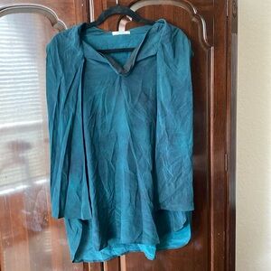 MM Lafleur Elegant Silk Teal Blouse